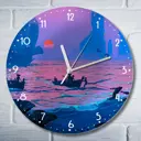 Настенные часы круглые 27 см Бруталити фэнтези пейзаж корабль море закат - 3182 цвет черный