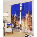 Комплект штор на ленте At Home Город в преддверии праздника 150x260 см блэкаут цвет бежевый/коричневый/голубой AA900366
