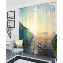 Комплект штор на ленте At Home Волна 150x260 см блэкаут цвет голубой AA900424
