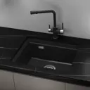 Мойка для кухни Online Comfort врезная/подстольная 5553 55.50x45 см глубина чаши 20 см кварцевый песок цвет черный матовый