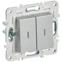 Выключатель проходной встраиваемый Iek Skandy SK-V22-1-10-K23 2 клавиши с подсветкой цвет серебряный