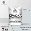 Краска для OSB дерева минеральных поверхностей Malare Wood быстросохнущая полуглянцевая цвет светло-серый 2 кг