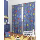 Комплект штор на ленте Helga Буги-К габардин 300x260 см цвет синий HH940163