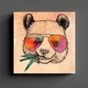 Картина без рамки Postermarket Панда в очках 40x40 см