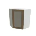 Навесной шкаф МС Валерия 1 дверь со стеклом 59.20x71.60x59.20 см фасад капучино МДФ каркас белый ЛДСП Сурская мебель