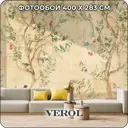 Фотообои 3D на стену флизелиновые Verol Цветы и птицы 400x283 см 11.32 м2 виниловые водостойкие обои для кухни моющиеся