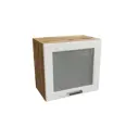 Навесной шкаф Прага горизонтальный со стеклом 50x46x31.80 см фасад белый дуб МДФ каркас дуб вотан ЛДСП Сурская Мебель