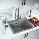 Мойка для кухни из искусственного камня Wisent WA12-16 Мрамор Серо-черный 515x595