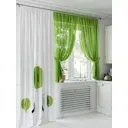 Комплект штор на ленте Helga Сенфарс 250x150 см вуаль цвет белый/зеленый HH547112