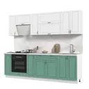 Кухонный гарнитур со столешницей Лён 3.8 см Стендмебель Модена 260x217x60 см ЛДСП цвет белый/дуб бирюзовый УТ000511216