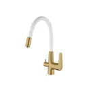 Смеситель для кухни Esko Cl03Gw с подключением к фильтру гибкий излив 25 см цвет белый, золото