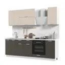 Кухонный гарнитур Стендмебель Альфа со столешницей Лён 240x217x60см ЛДСП цвет белый/темно-серый