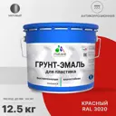 Грунт-эмаль для пластика Malare FastCorr для сайдинга окон подоконников ПВХ быстросохнущая матовая цвет красный 12.5 кг