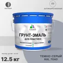 Грунт-эмаль для пластиковых для сайдинга окон и подоконников Malare FastCorr быстросохнущая матовая цвет темно-серый 12.5 кг