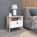 Тумба прикроватная Альбина 52x50x43 см 1 ящик ЛДСП цвет белый/дуб крафт золотой