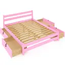Кровать двуспльная Solarius Мишка усиленная 4 выкатных ящика 170x80x210 см реечное основание сосна цвет розовый