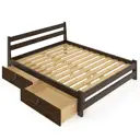 Кровать двуспльная Solarius Мишка усиленная 2 выкатных ящика 150x80x200 см реечное основание сосна цвет венге
