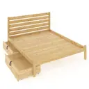 Кровать двуспльная Solarius Классика высокая спинка 2 выкатных ящика 150x101x200 см сплошное основание сосна цвет светло-бежевый