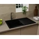 Мойка для кухни Bauedge Gr0162 оборачиваемая с крылом 21x39 см выпуск с сифоном в комплекте глубина чаши 19 см выпуск с сифоном в комплекте искусственный камень цвет черный