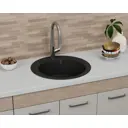Мойка для кухни Bauedge Gr0111 22x50 см выпуск с сифоном в комплекте глубина чаши 20 см выпуск с сифоном в комплекте искусственный камень цвет черный
