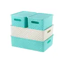 Корзина El Casa 811482+4gls 24.50x16.50x35.50 см полипропилен цвет бирюзовый/слоновая кость 4 шт