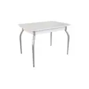 Кухонный стол овальный Mebelson KM-0215.1477 110-145x75x74.5 см стекло цвет белый