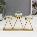 Подсвечник Simaland на 3 свечи "Треугольники" золото 20x6x10 см