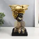 Подставка интерьерная "Африканка с золотым цветком на голове" 24x15.5x15.5 см