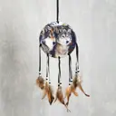 Панно ловец снов "Парочка волков" круг d-16 см