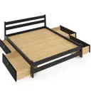 Кровать двуспльная Solarius Мишка усиленная 4 выкатных ящика 150x80x210 см сплошное основание сосна цвет оникс