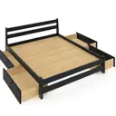 Кровать двуспльная Solarius Мишка усиленная 4 выкатных ящика 150x80x200 см сплошное основание сосна цвет антрацит