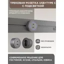 Трековая розетка Arte Perfetto Luce 3.1A 250 В 3339.TS1379.USB-Type-C.Grey