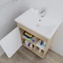 Тумба под раковину напольная 1Marka Nuvo 70 см цвет дуб Сонома/белый