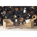 Фотообои флизелиновые Luxury walls 500x270 см Черные листья Цветы AM22605