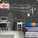 Фотообои флизелиновые Bartonwall 500x270 см Детские для подростка Самолет Чертеж