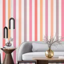 Обои флизелиновые Decoracion Стильные полоски 4x2.8 м красные/сиреневые/белые 7010307