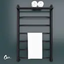 Полотенцесушитель водяной с полкой лестница Onix Orion Plus Black 60x100 см 1/2" нержавеющая сталь цвет черный матовый