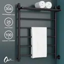 Полотенцесушитель водяной с полкой лестница Onix Classic Plus Black Right 80x60 см боковая подводка 1/2" нержавеющая сталь цвет черный матовый