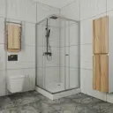 Душевой уголок Bauedge Stil SB0040E квадрат 90x90см хромированный профиль эффект стекла прозрачный