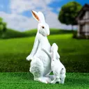 Садовая фигура Зайчиха с зайчонком белый, 24x12x34см