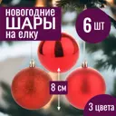 Набор елочных шаров 7цветов-декор 5500018878189 8 см Abs-пластик красный 6 шт