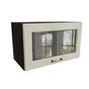Навесной шкаф МС Ницца верхний горизонтальный со стеклом 60x31.80x31.80 см фасад кремовый МДФ каркас белый ЛДСП Сурская Мебель