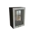 Навесной шкаф МС Ницца 1 дверь со стеклом 50x71.60x31.80 см фасад серый МДФ каркас серый дуб ЛДСП Сурская Мебель