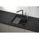 Мойка для кухни врезная с дозатором Granula KS-5002 51x50 см глубина чаши 24.5 см кварц цвет черный матовый/черный металлик