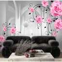 Фотообои флизелиновые Dekor vinil Комната 3d с розами и шарами 300x270 см 9332dv