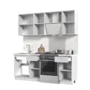 Кухонный гарнитур Стендмебель Бетоны со столешницей Лён 200x217x60 см МДФ цвет белый