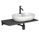 Комплект BAUEDGE BF1521: столешница кварц 80 см с кроншт, серый раковина Nimb 60x42, смеситель Dream Black черный, выпуск и сифон Stil черный