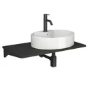 Комплект BAUEDGE BF1358: столешница кварц 80 см с кроншт. черн раковина Nimb 51x41, смеситель Dream Black черный, выпуск и сифон Stil