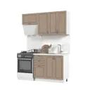Кухонный гарнитур со столешницей Лен Стендмебель Модена 160x217x60 см ЛДСП цвет белый/дуб кофе