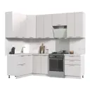 Кухонный гарнитур Стендмебель Ксения со столешницей Лён 190x237x60 см ЛДСП цвет белый глянец